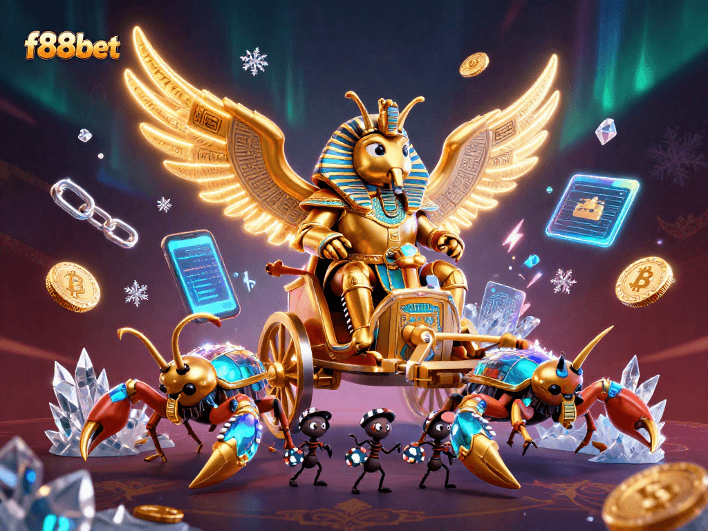 Win big with f88bet as a golden scarab beetle leads thrilling gaming adventures.