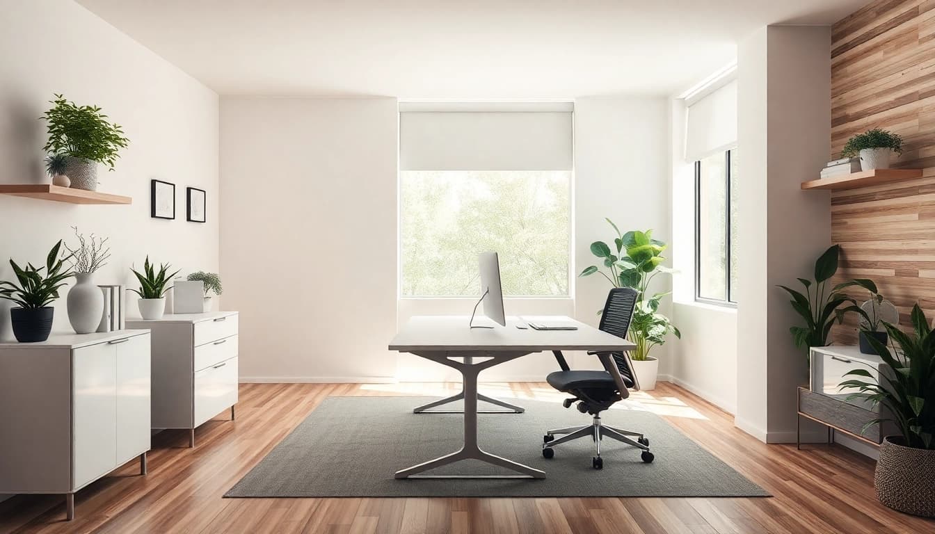 Funktionale Büromöbel in einem modernen Büro mit ergonomischem Schreibtisch und Stuhl für ein produktives Arbeitsumfeld.