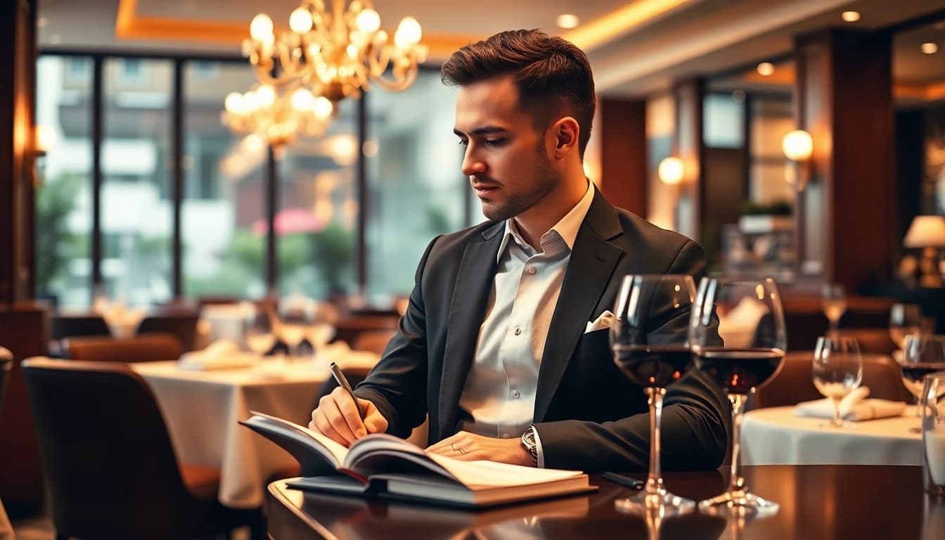 Headhunter Gastronomie analysiert Restaurantdaten in stilvollem Ambiente.