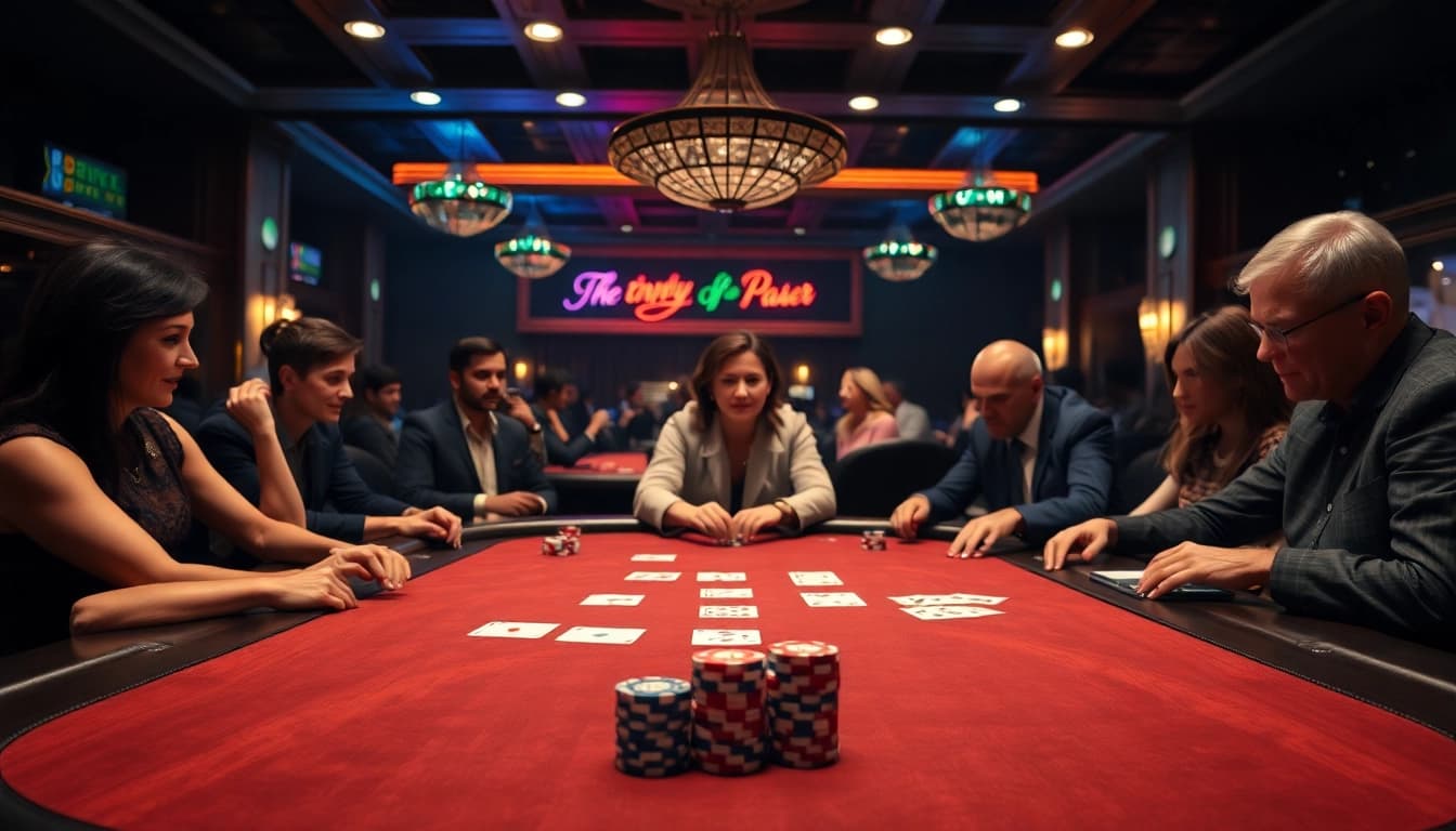 Spannende Casino-Atmosphäre bei casinospielen.de mit eleganten Spieltisch und Chips.