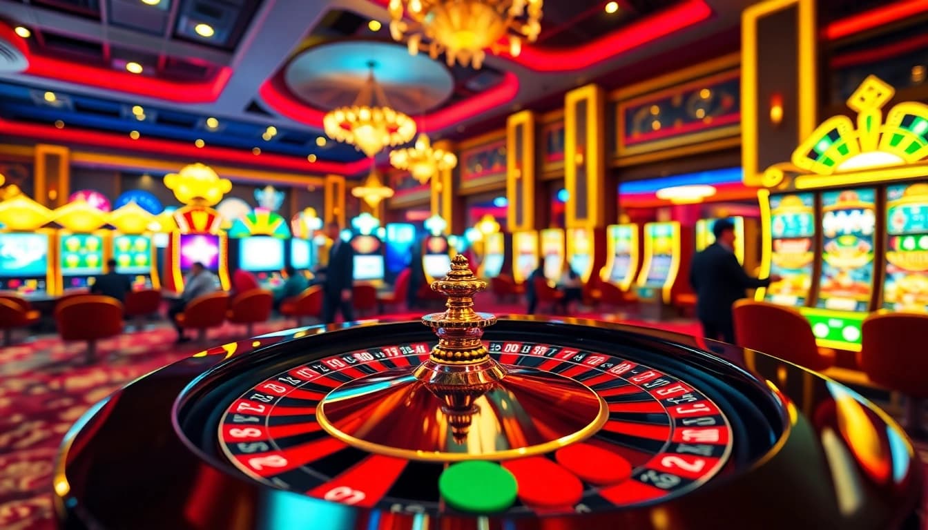 Experience the thrill of gaming at NV Casino with vibrant roulette action and colorful poker chips.