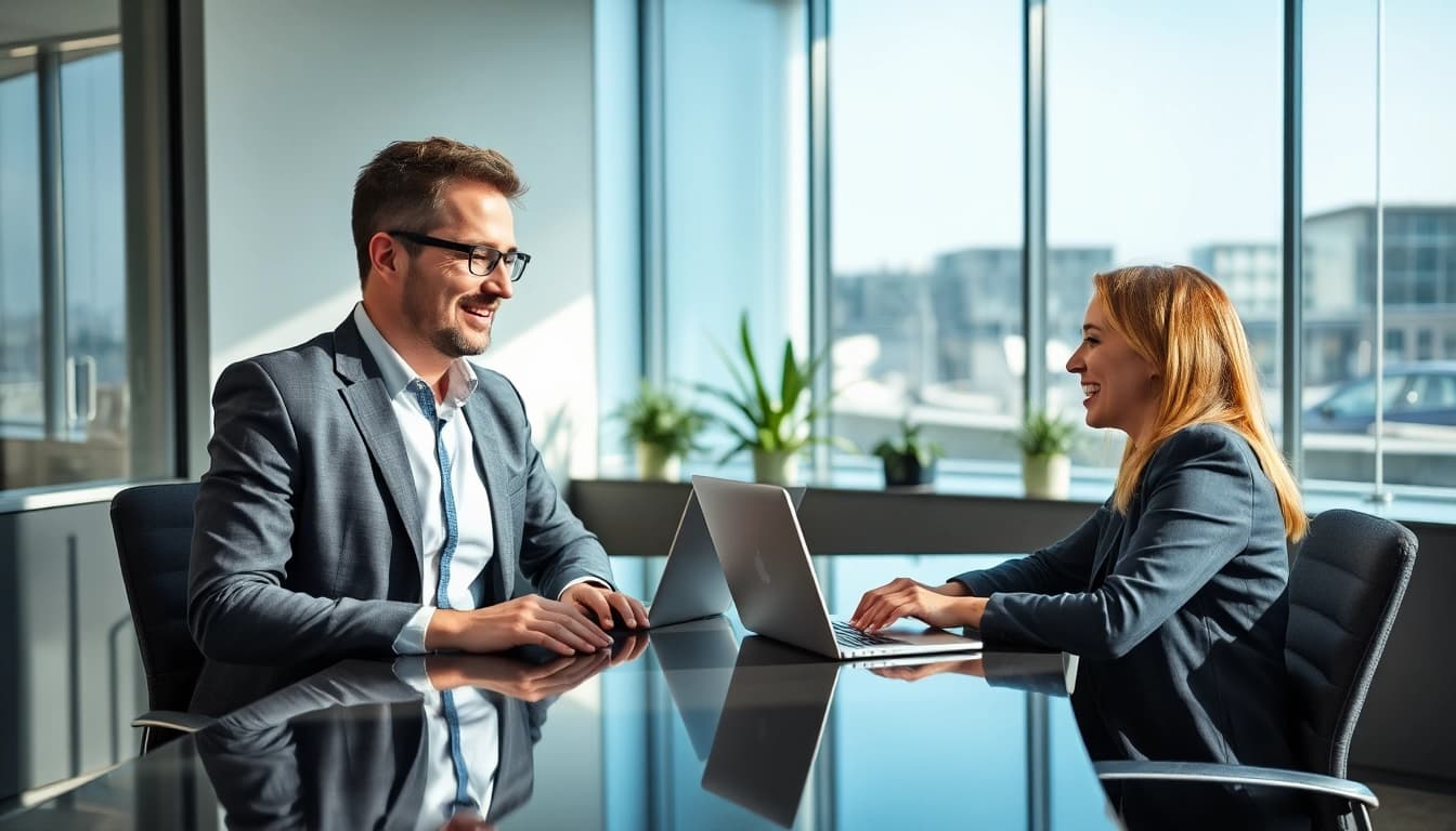 Headhunter Rostock berät Kandidaten in einem modernen Büro.