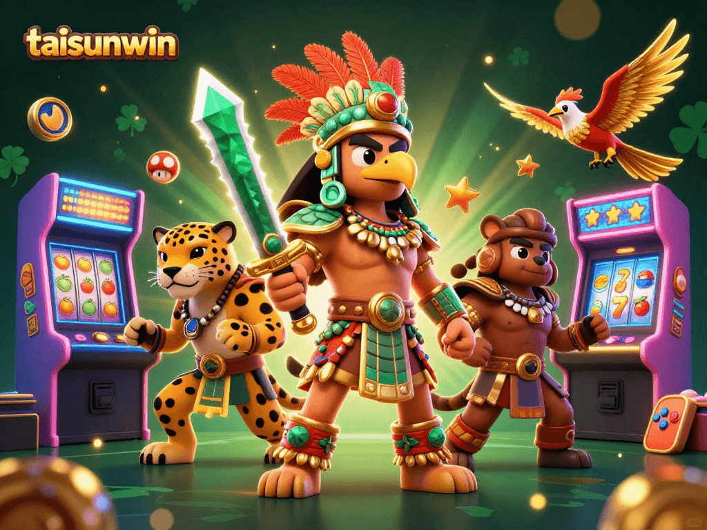 Experience winning moments with taisunwin in this vibrant casino-themed digital illustration.
