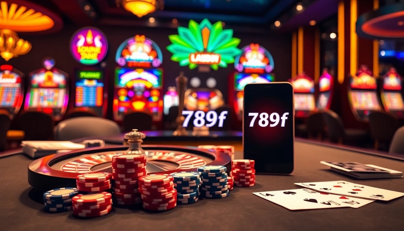 Experience the excitement of 789f casino with vibrant poker chips and roulette.