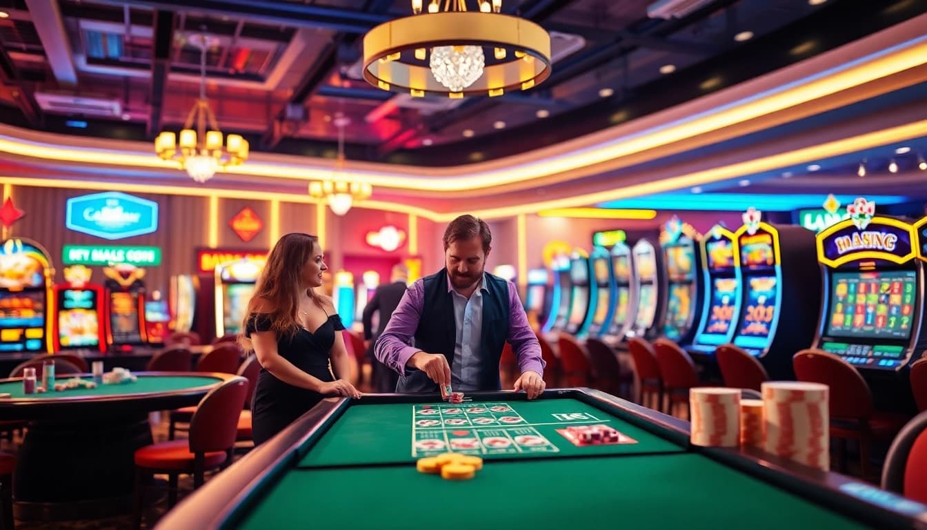 Erleben Sie das beste online casino schweiz mit bunten Spielautomaten und glücklichen Spielern in einer einladenden Atmosphäre.
