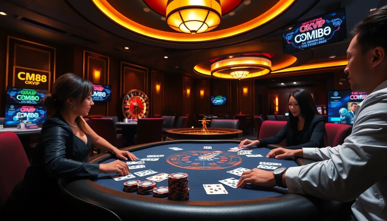 Experience thrilling poker action at CM88 OKVIP’s luxurious casino tables.