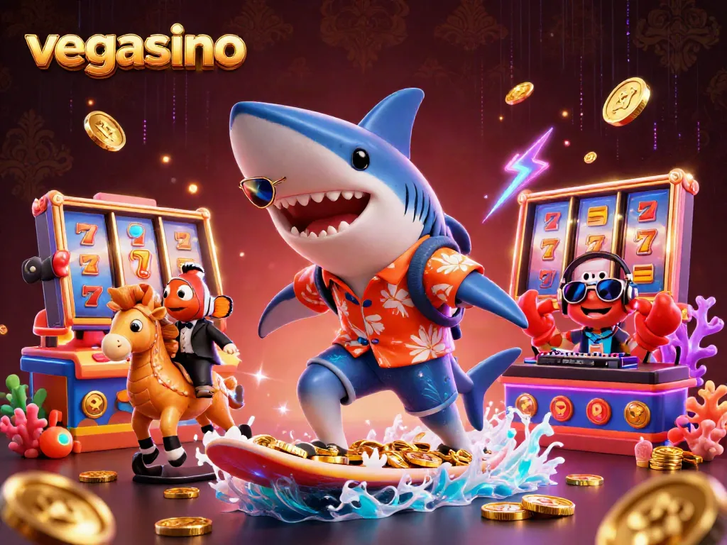 Experience the thrill of Vegasino with an animated casino scene full of excitement and winning potential.