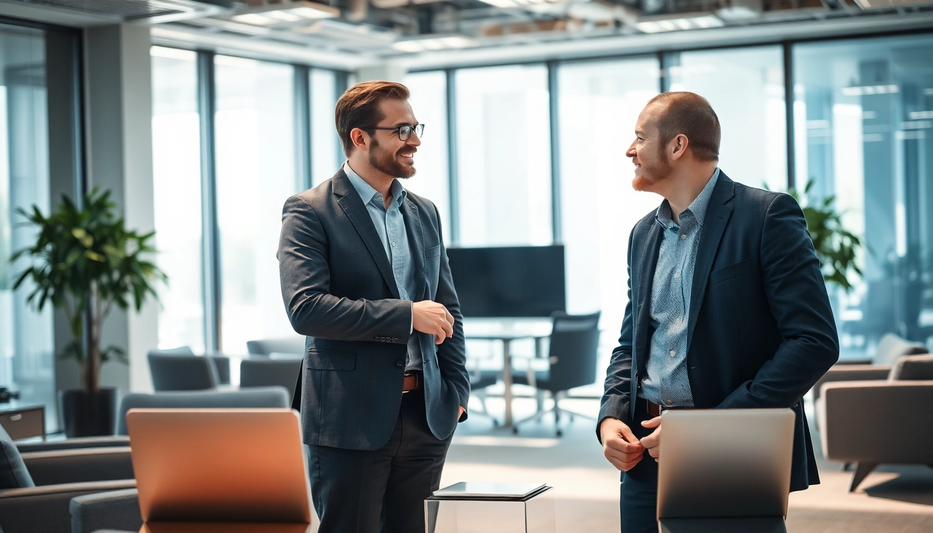 Headhunter IT führt ein Gespräch mit einem qualifizierten IT-Kandidaten in einer modernen Büroumgebung.