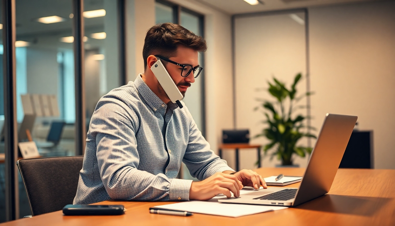 Headhunter IT bei der Arbeit am Schreibtisch, professionelles Umfeld