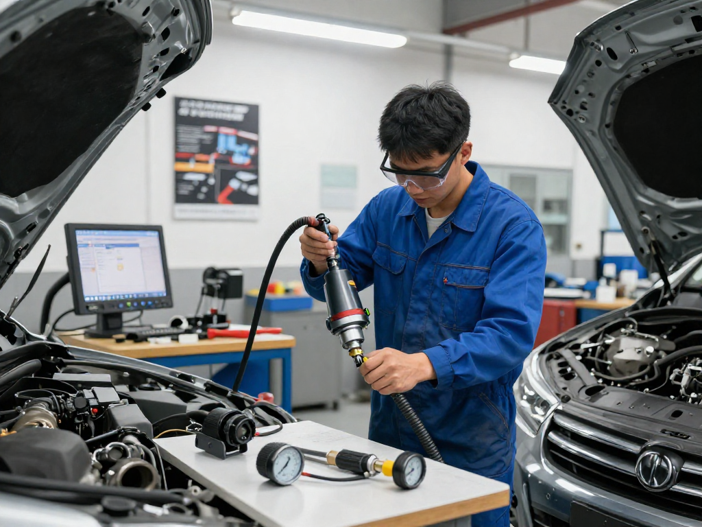DPF Reinigung Laatzen - Techniker reinigt Dieselpartikelfilter in modernem Werkstattumfeld.