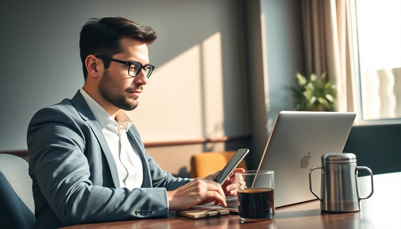 Professioneller Headhunter für Sales Manager recherchiert Kandidaten in einem modernen Büro.