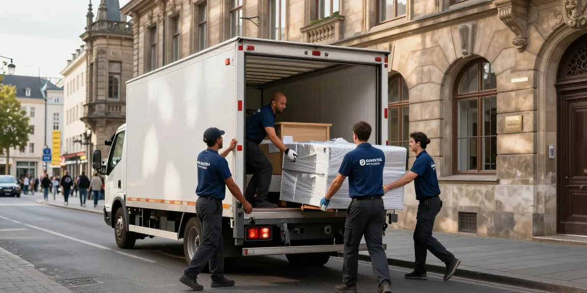 Umzugsunternehmen Worms - professionelle Umzugscrew beim Laden von Möbeln in einen Umzugstruck.