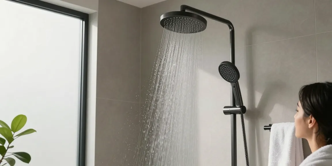Luxueuze regendouche-ervaring in moderne badkamer met chroom en matte afwerkingen.