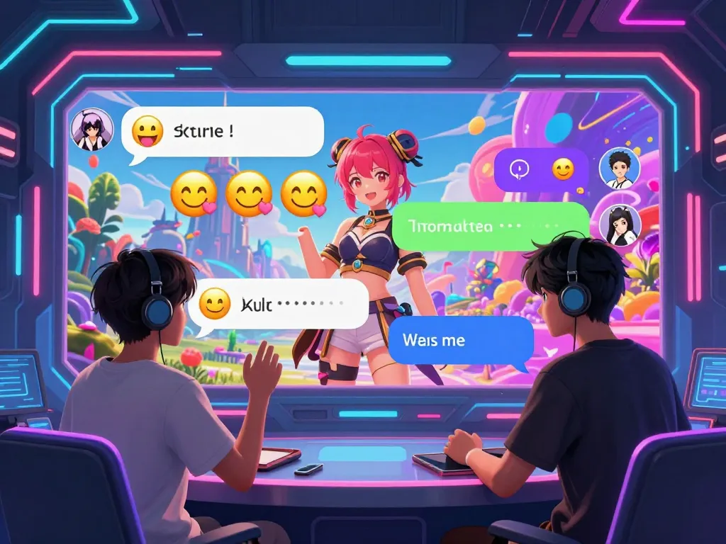 Engaging hentai ai chat scene with vibrant avatars and animated conversation bubbles