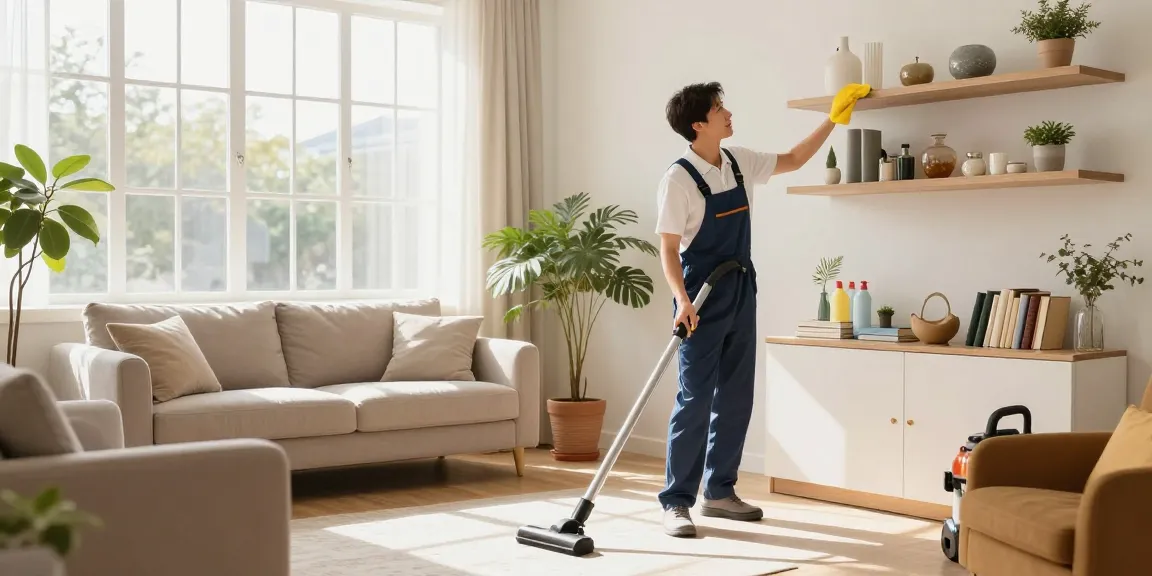 A professional cleaner enhancing the space in a home during a cleaning session, showcasing Skenda Reinigungen's expertise as a reliable putzfirma bern.