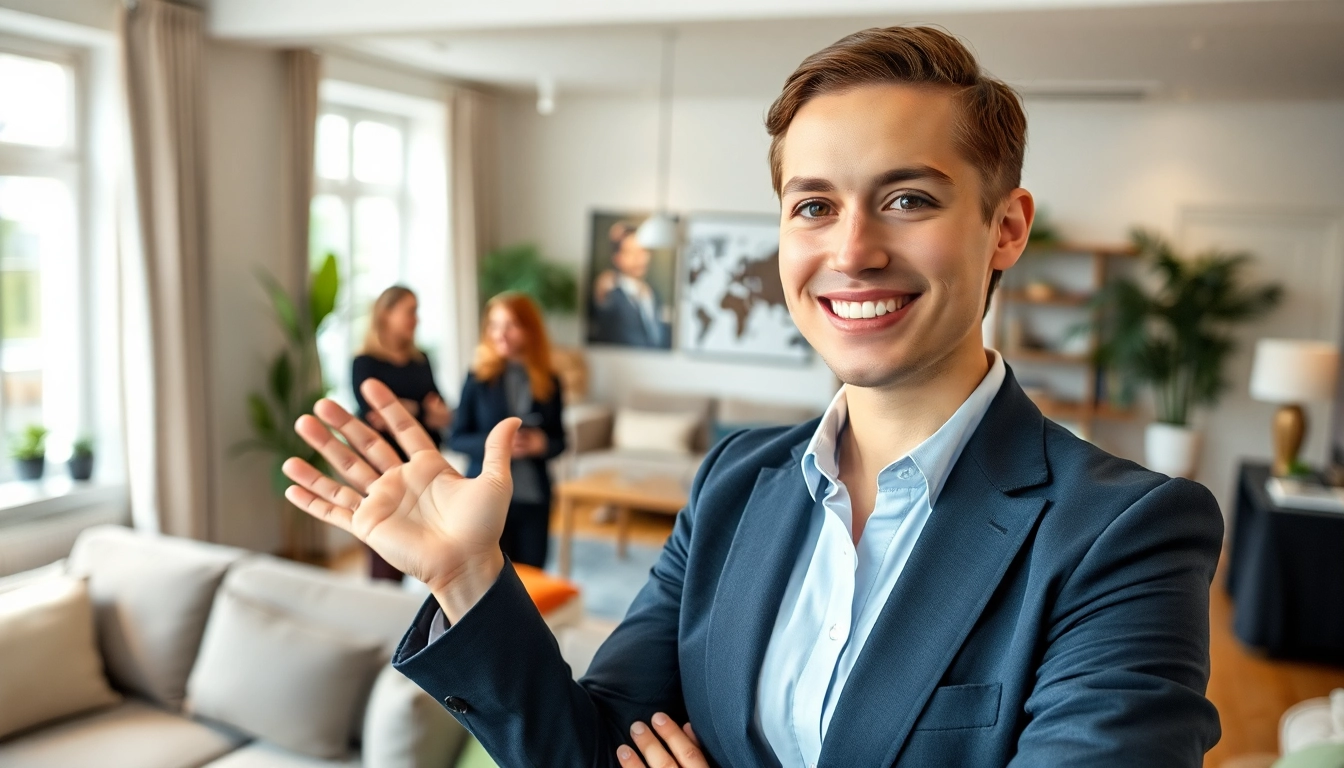 Immobilienmakler Frankfurt Sachsenhausen präsentiert eine offene Besichtigung mit Interessenten.