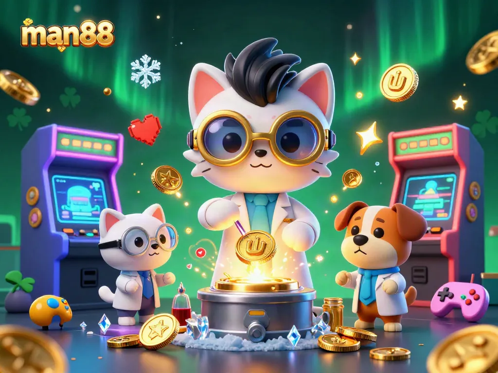 Engage with man88's thrilling gaming experience showcasing vibrant casino and arcade elements.