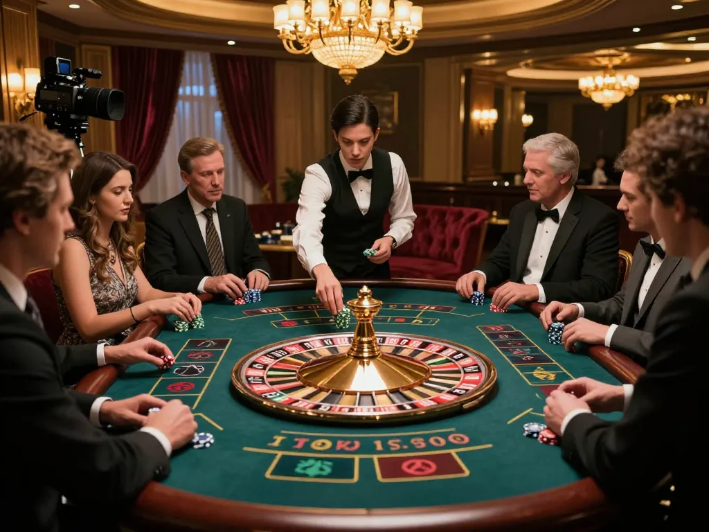 Người chơi tham gia trò chơi roulette Go 88 tại một casino sang trọng, không khí hồi hộp bao trùm.