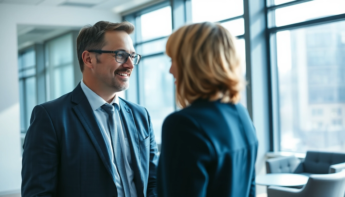 Headhunter Erfurt berät aktiv einen Führungskräfte-Kandidaten in einem modernen Bürosetting.