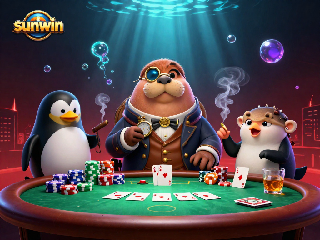 Experience thrilling gameplay at sunwin with vibrant casino elements and cartoon characters.