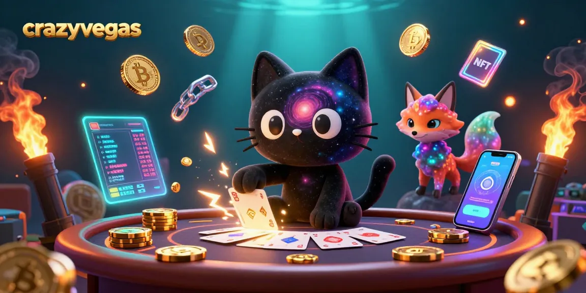 Experience the cosmic charm of crazyvegas with an engaging blackjack scene featuring unique characters and vibrant crypto elements.