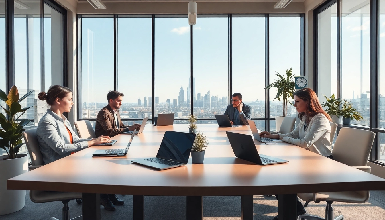 Moderne Büroumgebung in Köln mit Headhunter Köln-Profis bei der Teamarbeit.