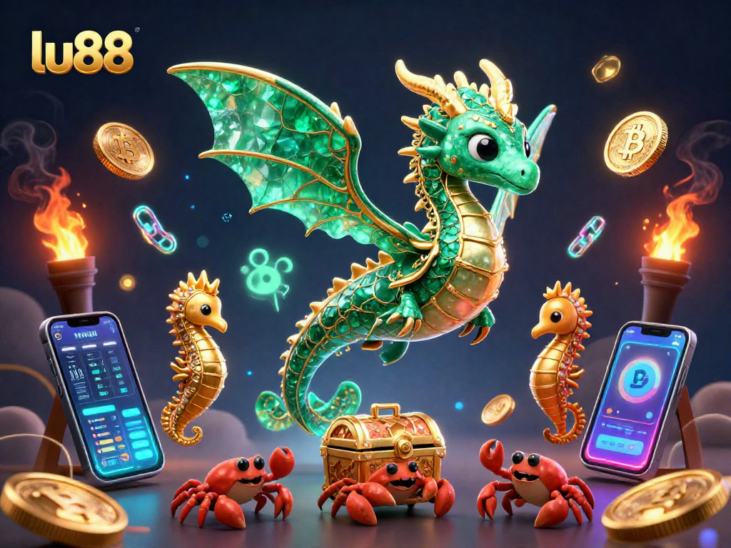 Enhance your gambling experience at lu88 with a vibrant underwater treasure scene featuring dragon guards.