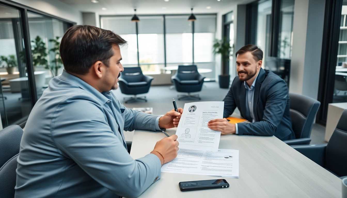 Headhunter Krefeld berät einen Klienten in einem modernen Büro.