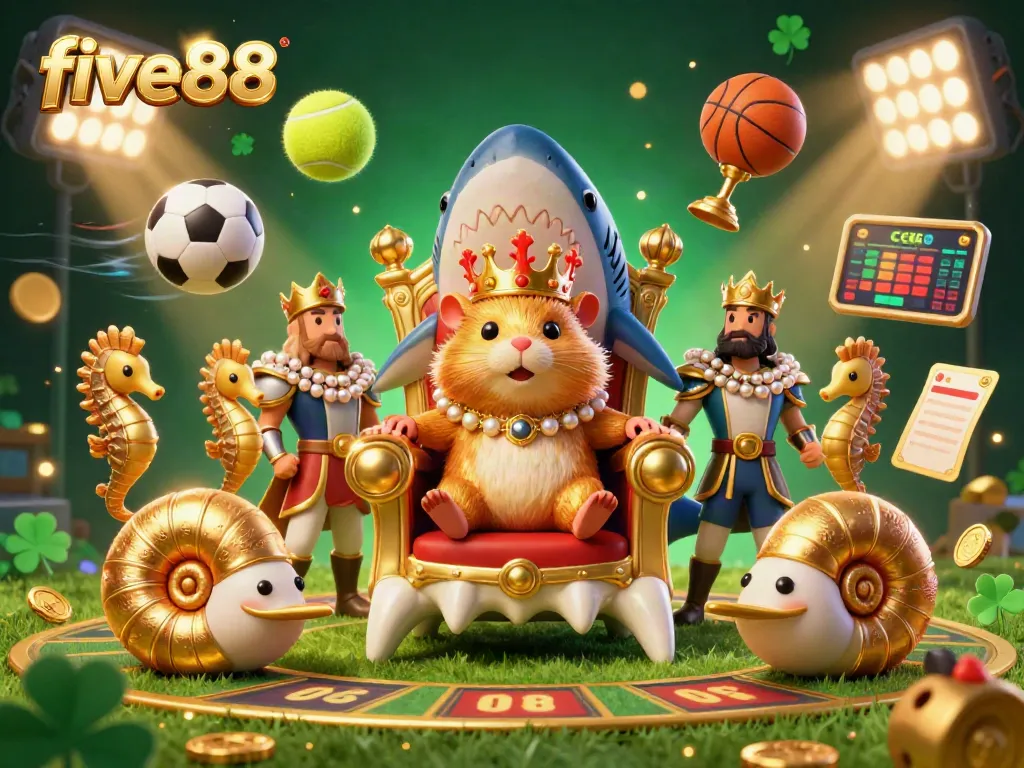Bet on five88’s exciting sports betting scene with a tiny golden hamster king and dynamic games.