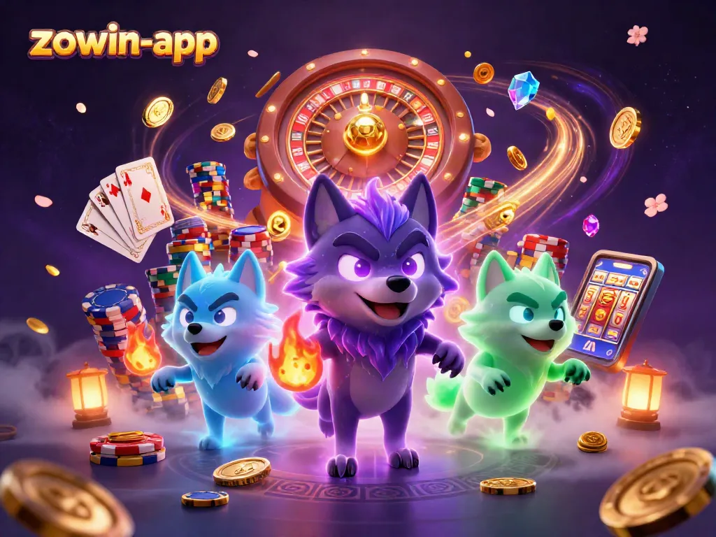 Engage in thrilling gameplay with the zowin-app featuring ghostly wolves amidst a dynamic casino scene.