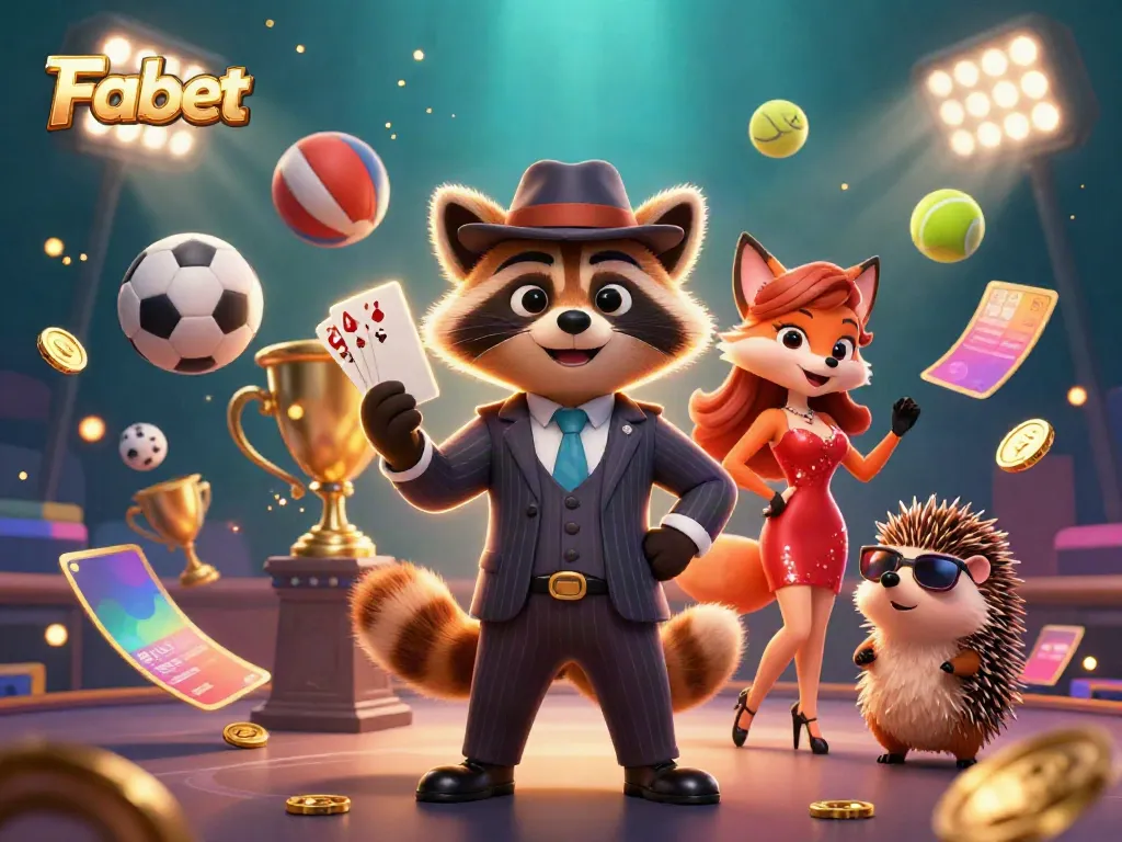 Experience vibrant gaming action at Fabet with suave characters, sports elements, and energetic atmosphere.