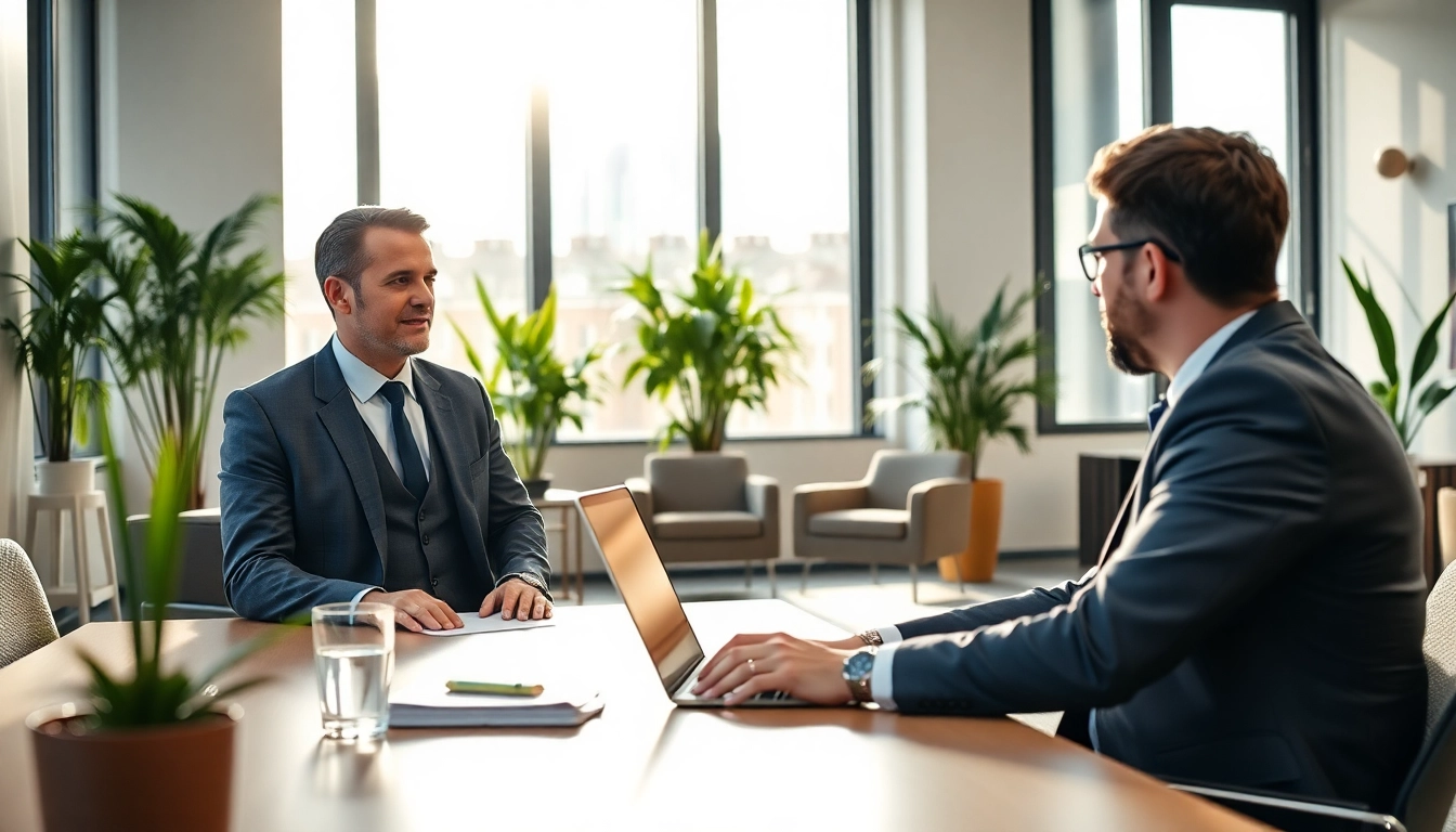 Headhunter Wolfsburg berät Bewerber in einem modernen Büro, empfangene professional.