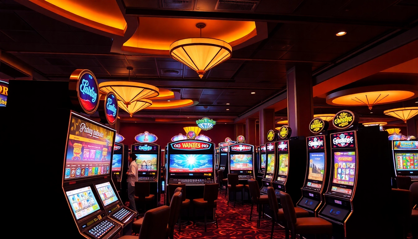 Gewinne groß bei Bonus Casino Aktionen mit bunter Spielautomaten Atmosphäre und pulsierendem Licht.